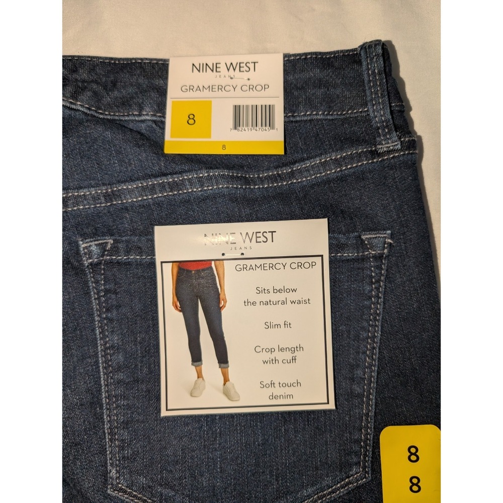 NWT Nine West Women's Size 8 Gramercy Crop Slim Fit Soft Touch Denim Jeans NEW - Picture 7 of 7